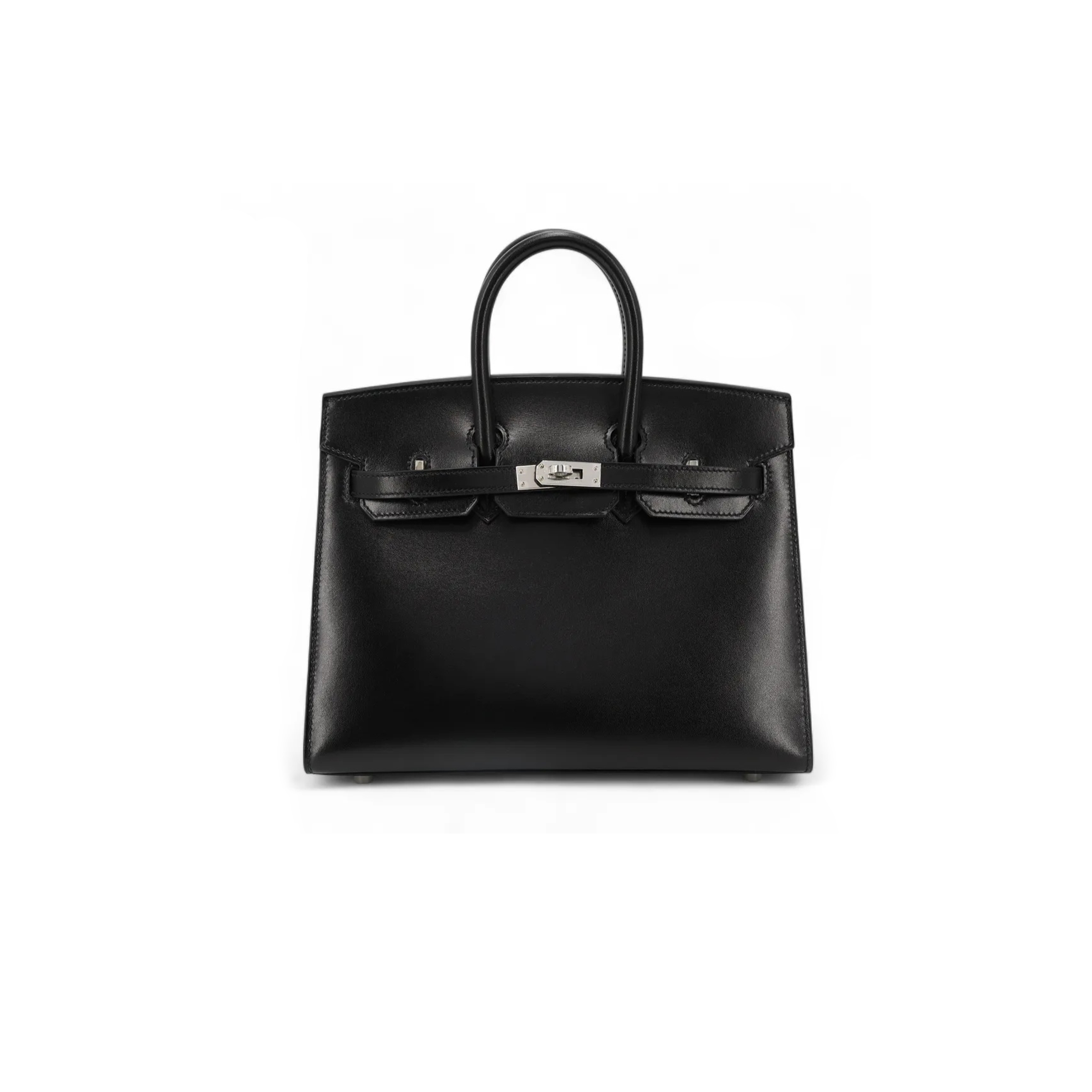 HERMÈS MASTER BIRKIN 25 BOX LEATHER BLACK SILVER BUCKLE H029283CK86 (25*20*13cm)